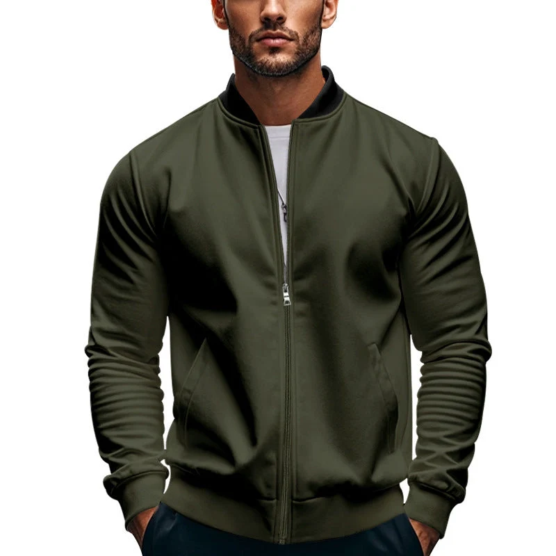 Herren elegante Bomberjacke mit stehendem Kragen und Reißverschluss