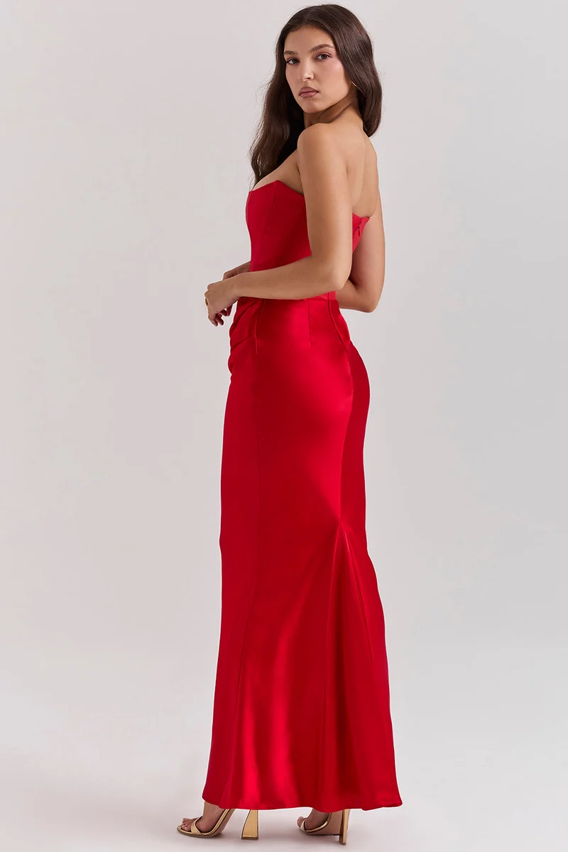 Trägerloses Korsett Maxi Kleid