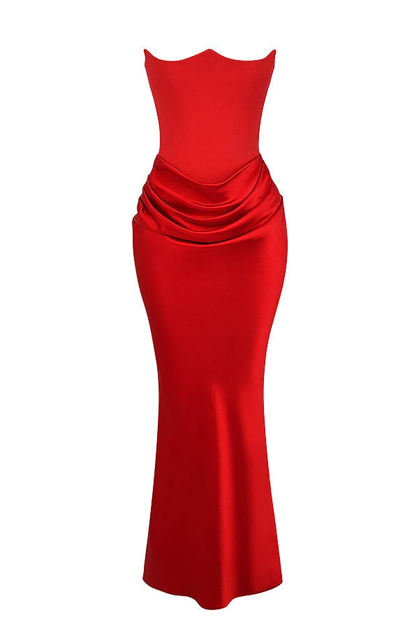 Trägerloses Korsett Maxi Kleid