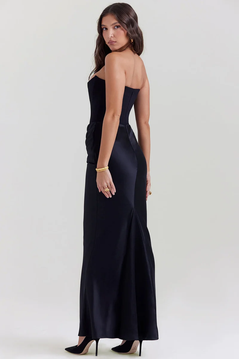 Trägerloses Korsett Maxi Kleid