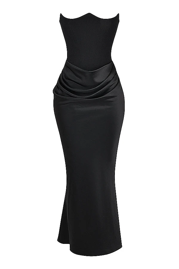 Trägerloses Korsett Maxi Kleid
