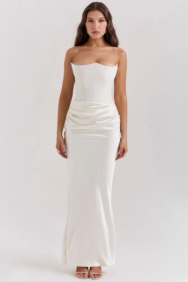 Trägerloses Korsett Maxi Kleid