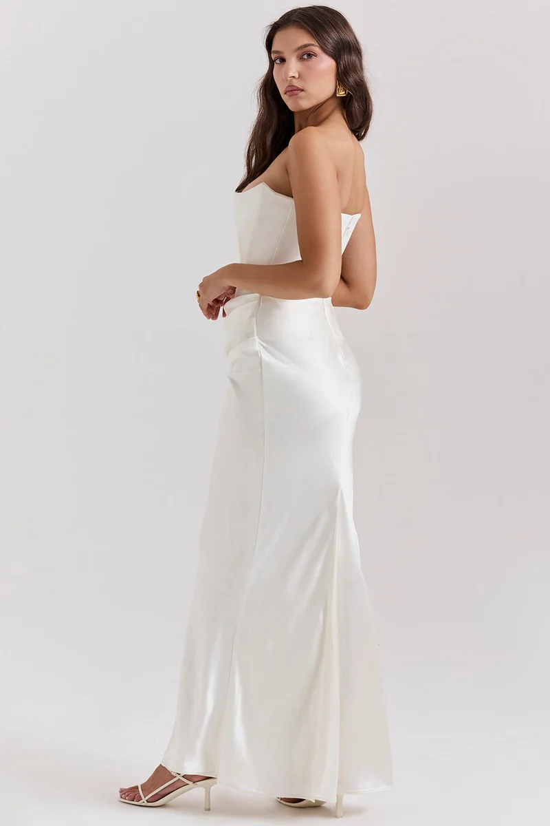 Trägerloses Korsett Maxi Kleid