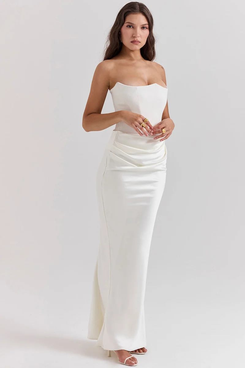 Trägerloses Korsett Maxi Kleid