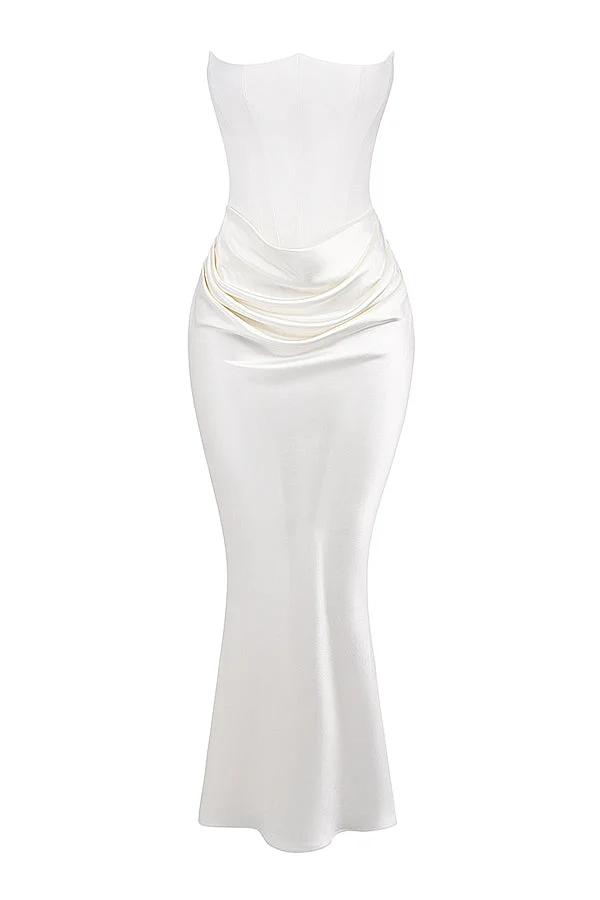 Trägerloses Korsett Maxi Kleid
