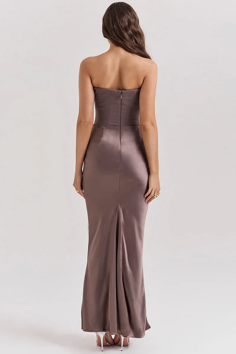 Trägerloses Korsett Maxi Kleid