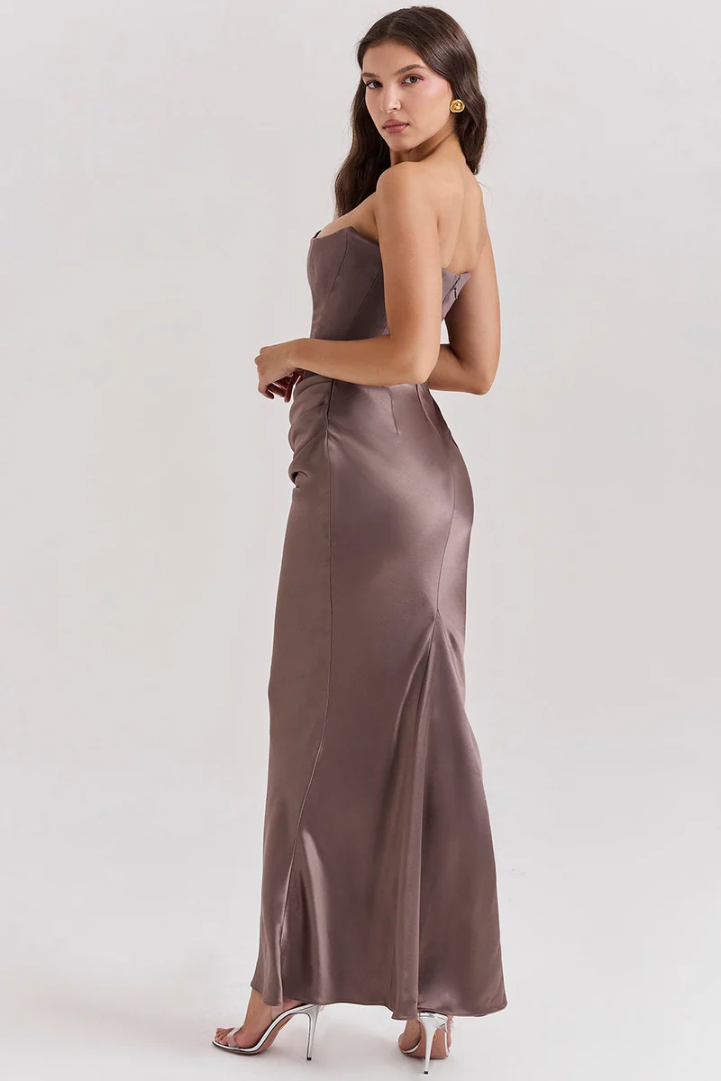 Trägerloses Korsett Maxi Kleid