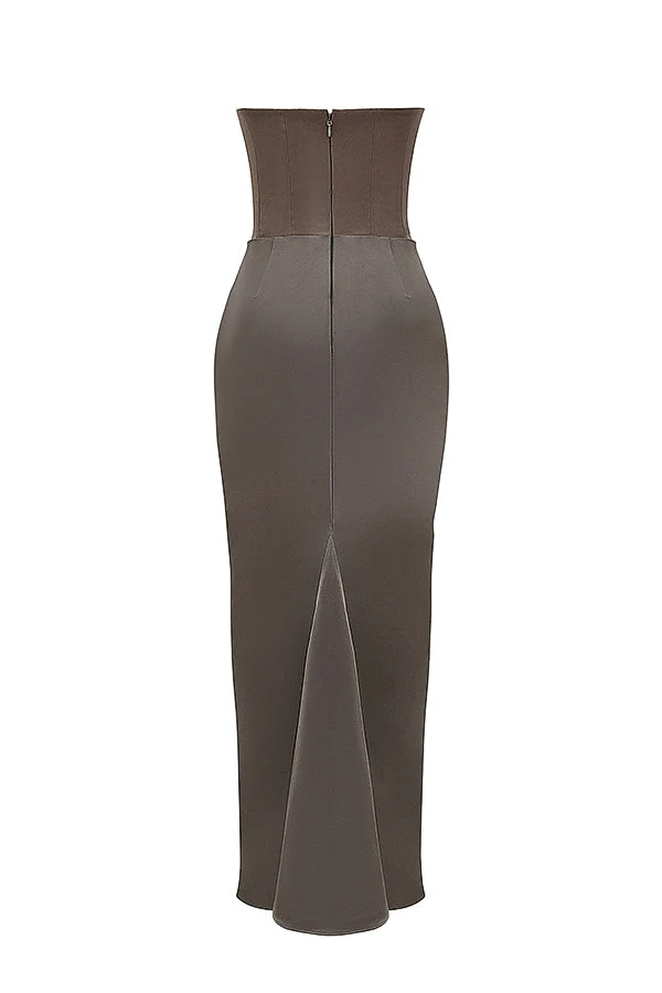 Trägerloses Korsett Maxi Kleid
