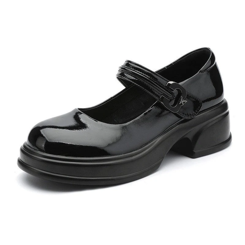 Damen Mary Jane Schuhe mit modischem Schnallenakzent und komfortablem Blockabsatz