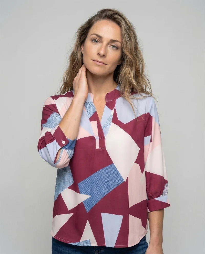 Damen lässige Schlupfbluse mit Schleifenärmeln.