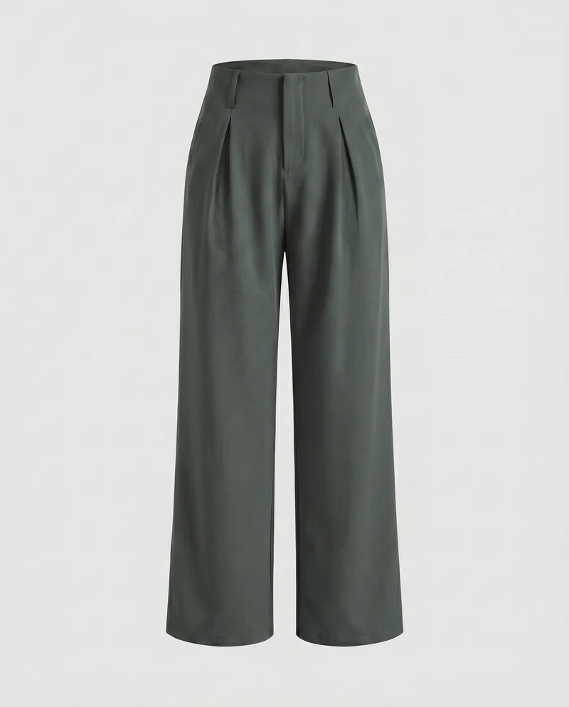 Damen weite Hochbundhose mit eleganten Falten
