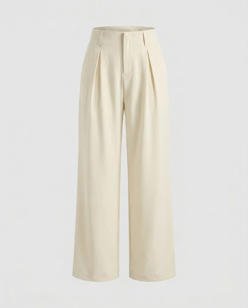 Damen weite Hochbundhose mit eleganten Falten