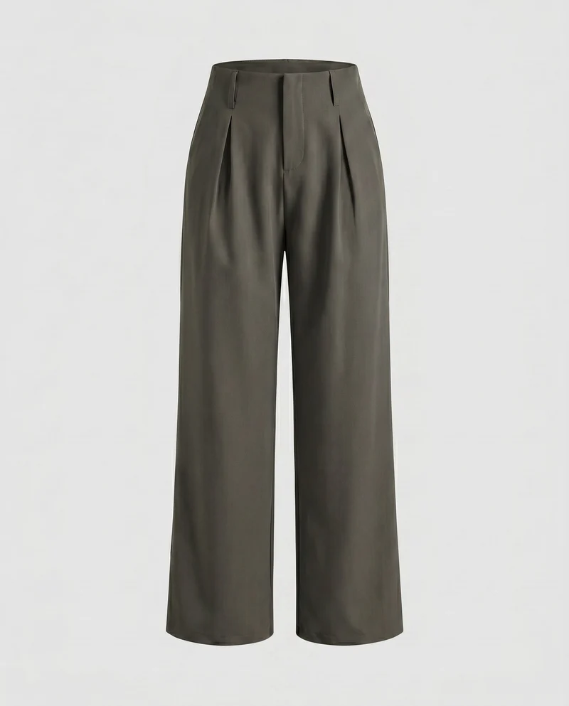 Damen weite Hochbundhose mit eleganten Falten