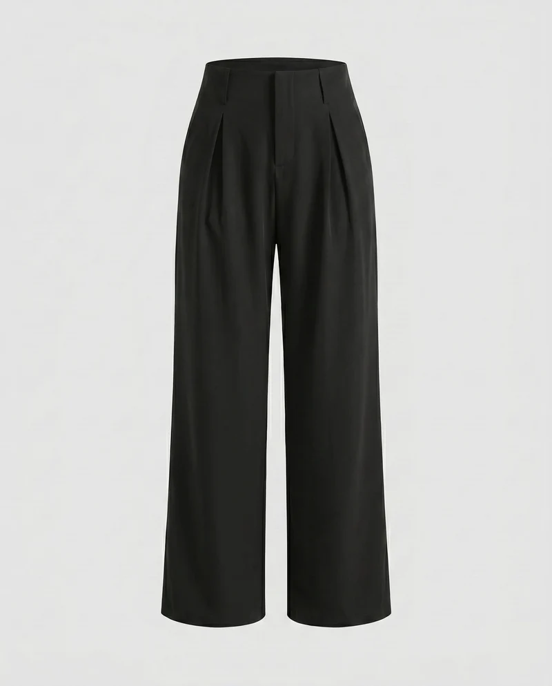Damen weite Hochbundhose mit eleganten Falten
