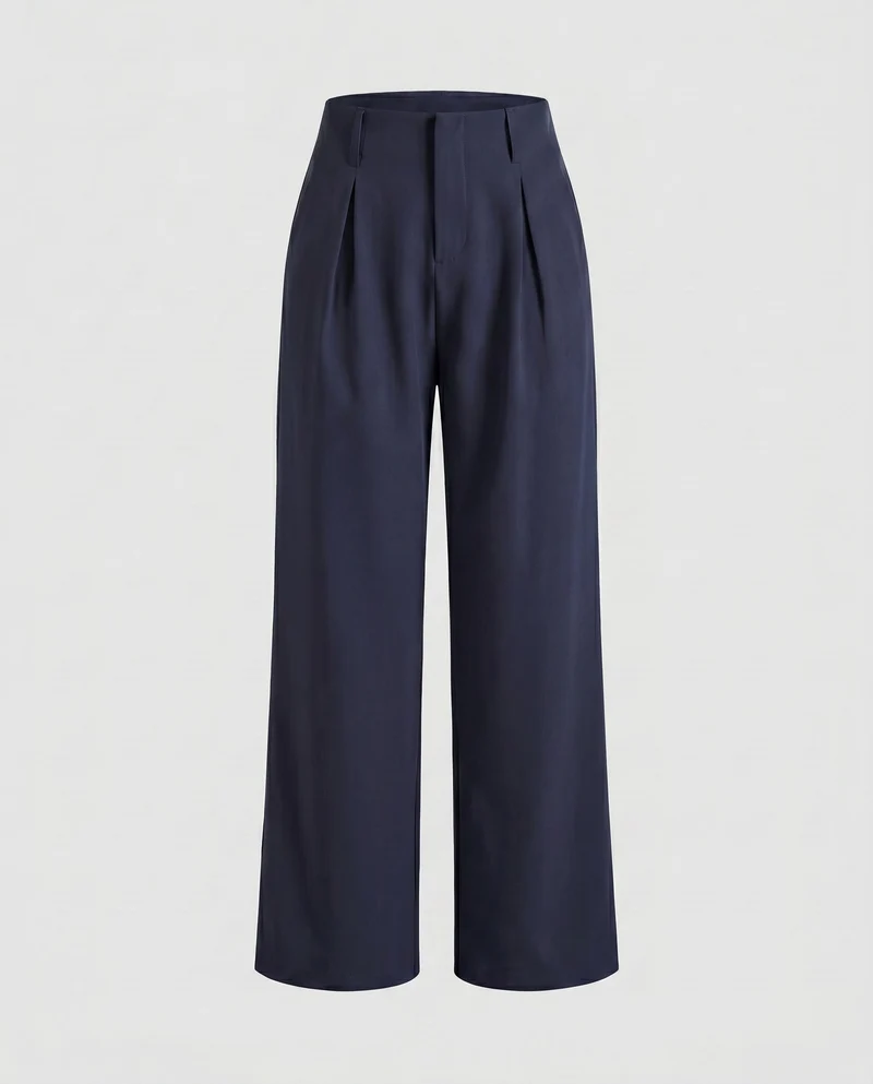 Damen weite Hochbundhose mit eleganten Falten