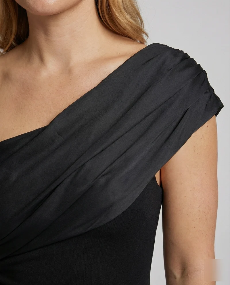 Damen Gala Schulterumschmeichelnde-Drapage Gala-Maxikleid