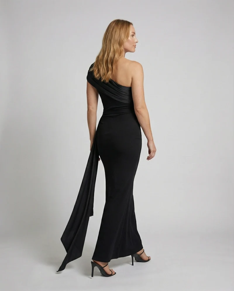Damen Gala Schulterumschmeichelnde-Drapage Gala-Maxikleid