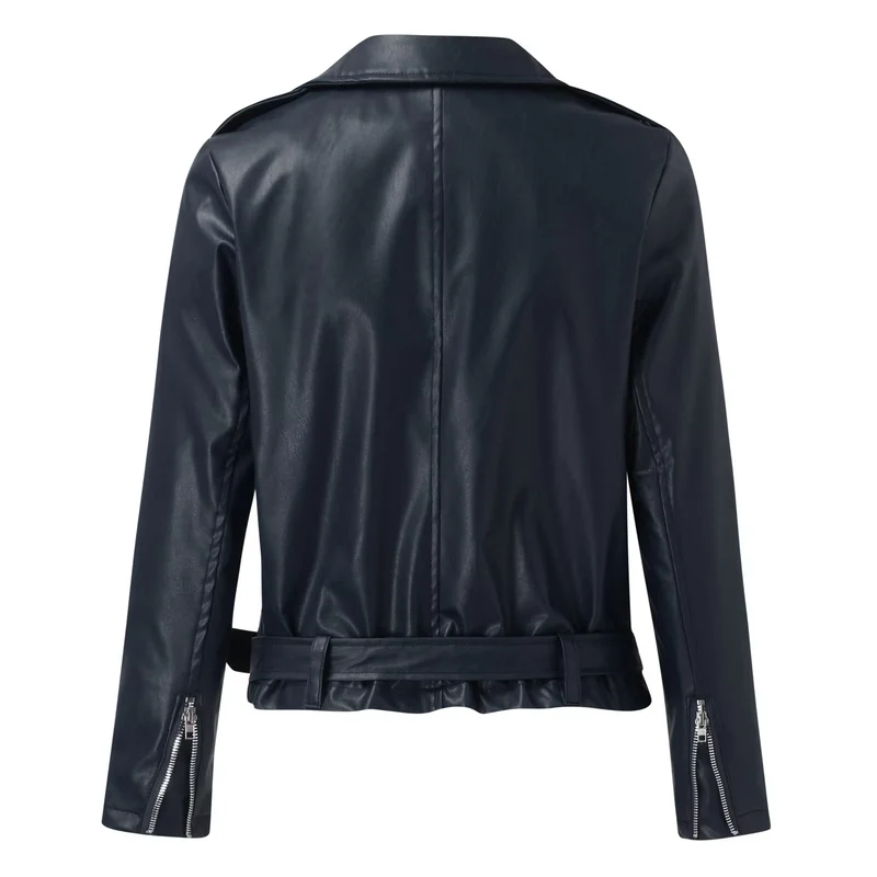jacke Damen Biker Modell mit Gürtel und Reißverschlussdetails