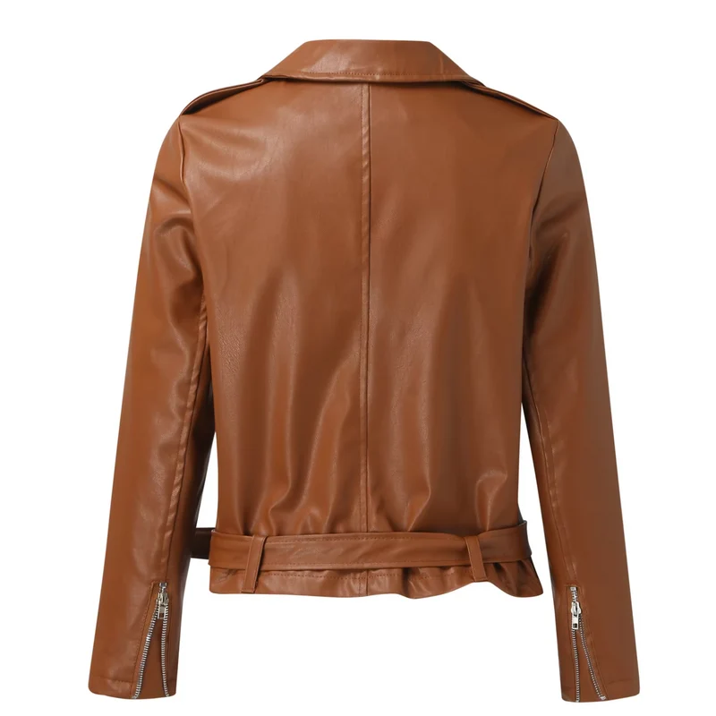 jacke Damen Biker Modell mit Gürtel und Reißverschlussdetails
