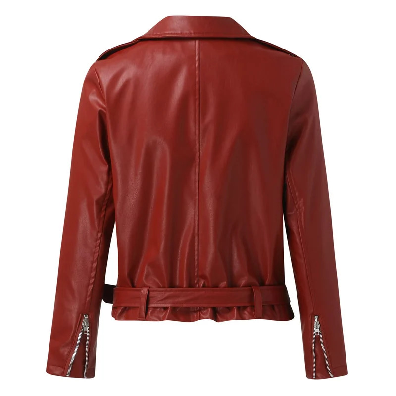 jacke Damen Biker Modell mit Gürtel und Reißverschlussdetails