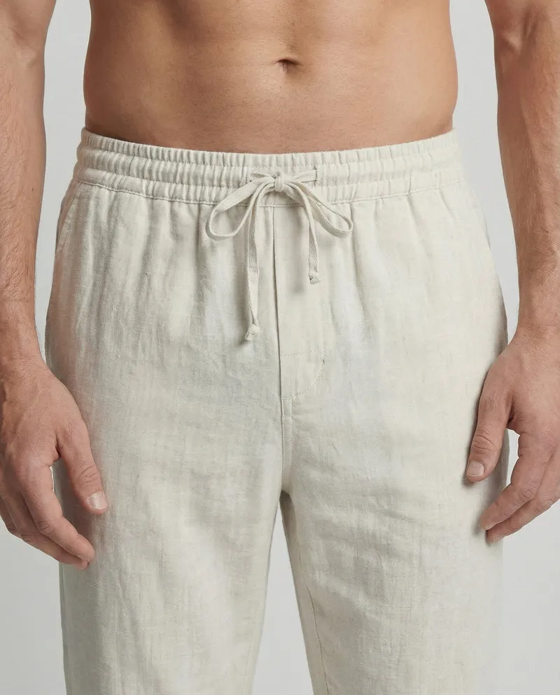 Herren nan lässige Leinenhose mit weitem Bein, elastischem Komfortbund und Kordelzug Nord Taschen
