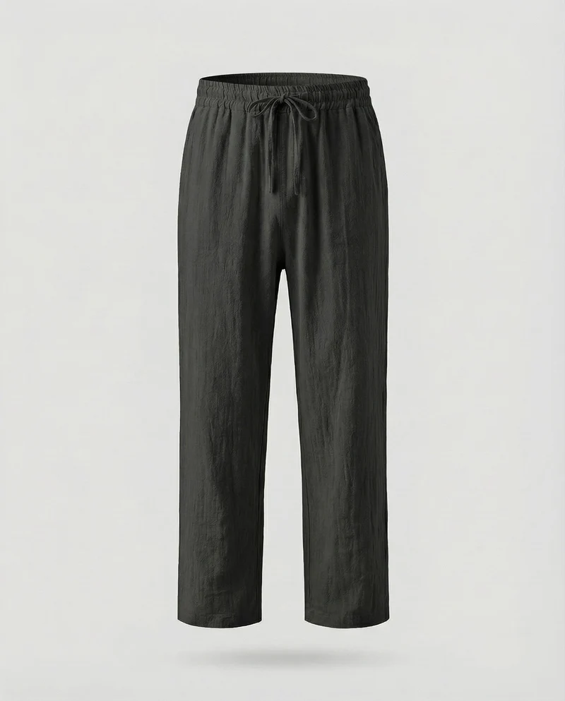 Herren nan lässige Leinenhose mit weitem Bein, elastischem Komfortbund und Kordelzug Nord Taschen