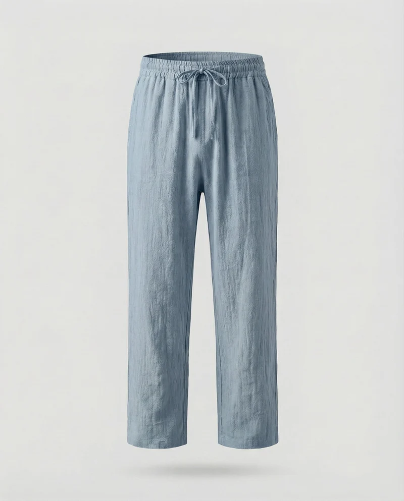 Herren nan lässige Leinenhose mit weitem Bein, elastischem Komfortbund und Kordelzug Nord Taschen
