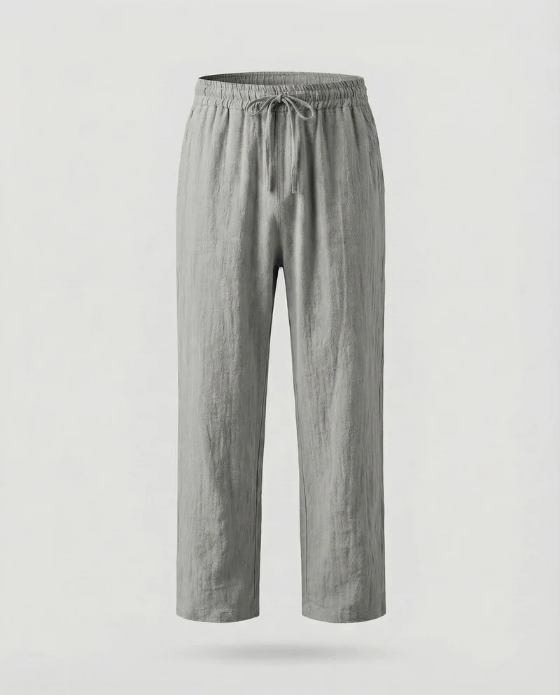 Herren nan lässige Leinenhose mit weitem Bein, elastischem Komfortbund und Kordelzug Nord Taschen