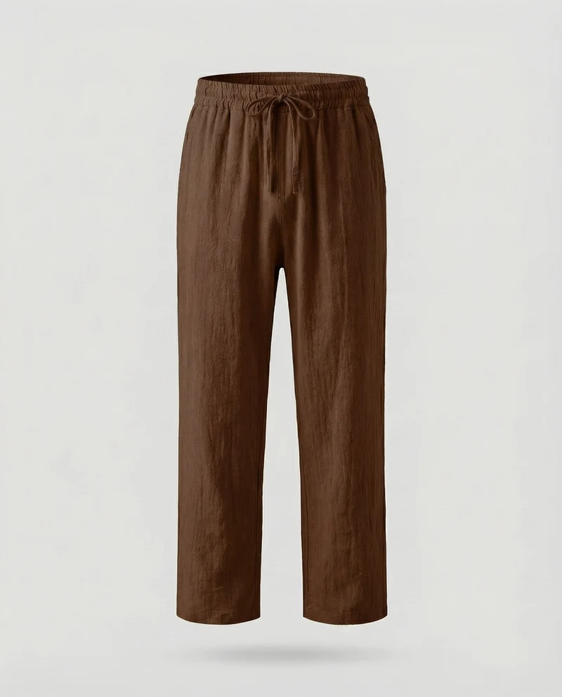 Herren nan lässige Leinenhose mit weitem Bein, elastischem Komfortbund und Kordelzug Nord Taschen