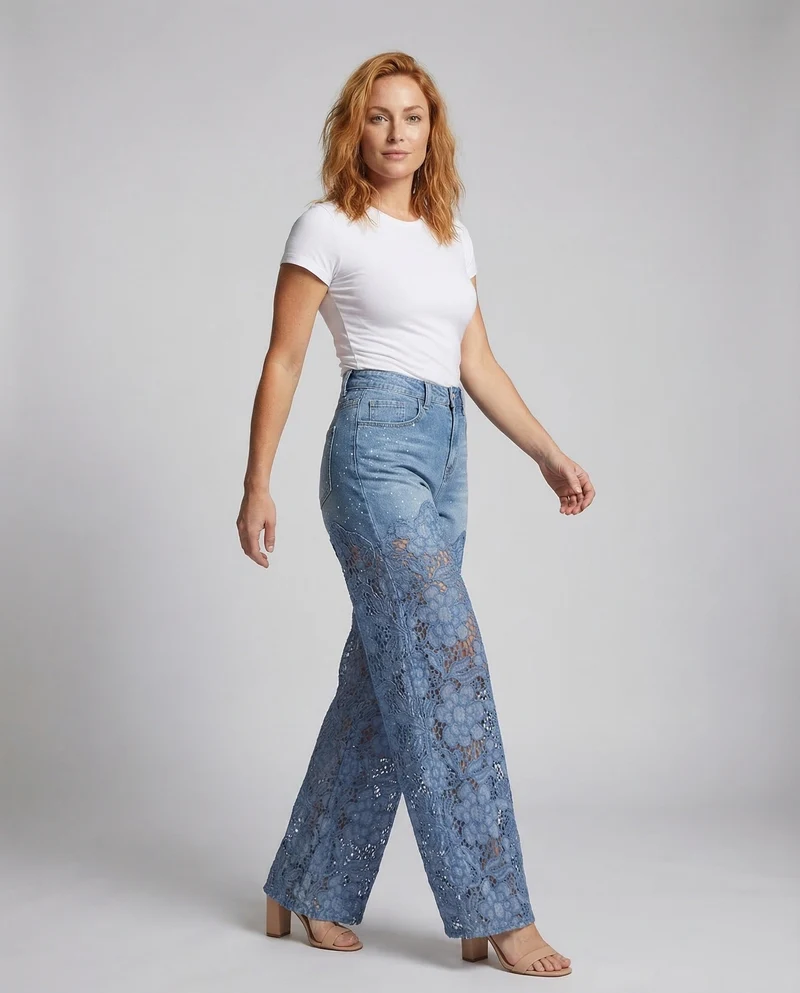 Damen Flared Hose High Waist