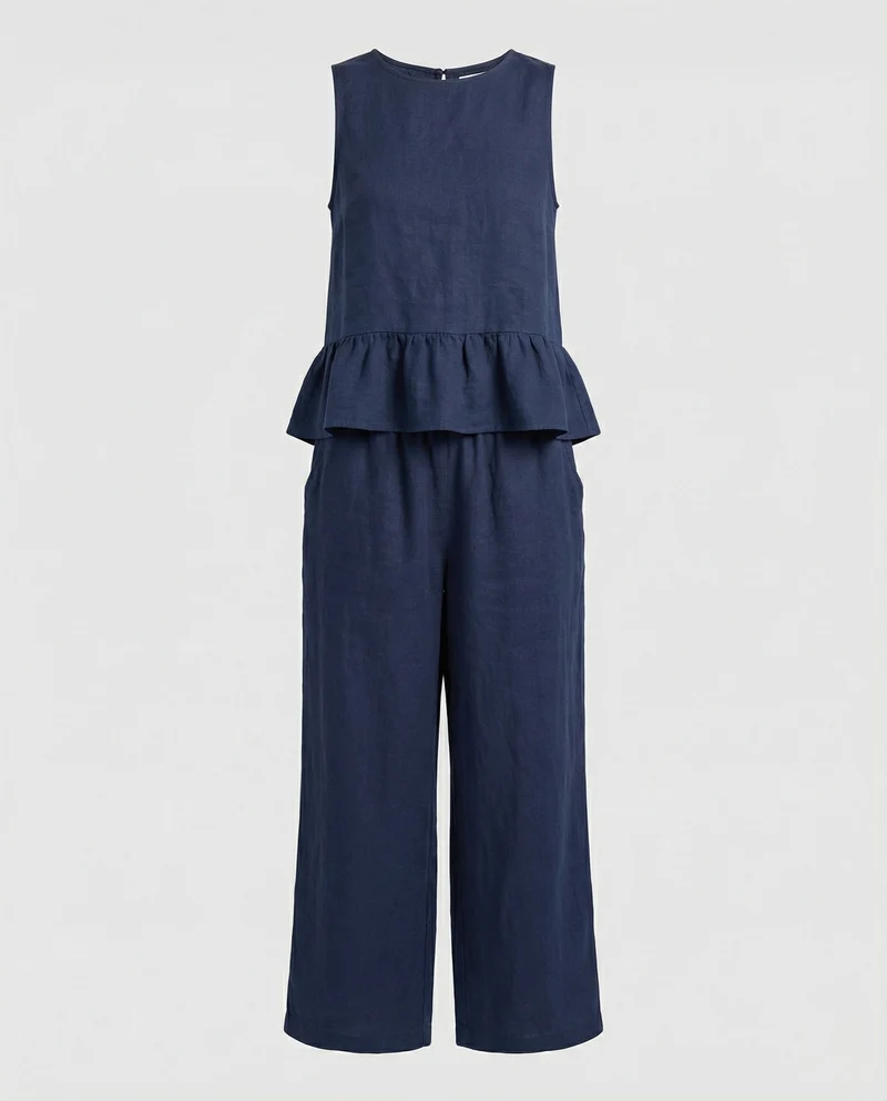 Damen Zweiteiler Set Volanttop & Palazzohose
