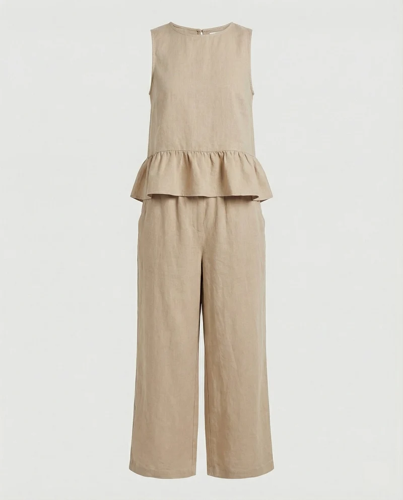 Damen Zweiteiler Set Volanttop & Palazzohose