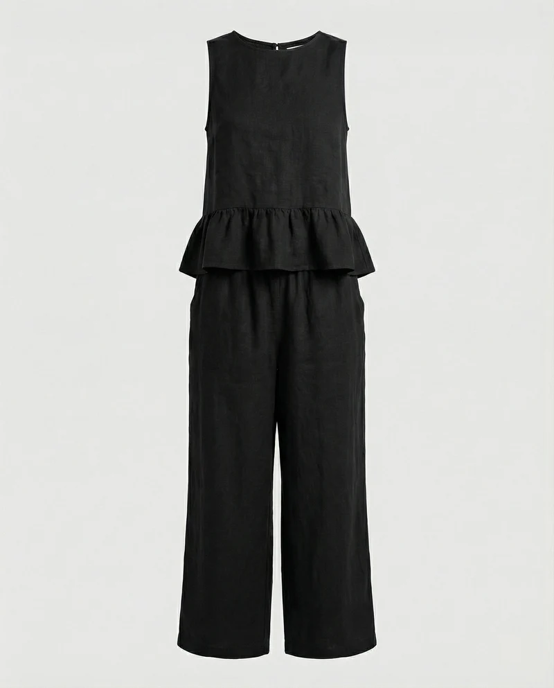 Damen Zweiteiler Set Volanttop & Palazzohose
