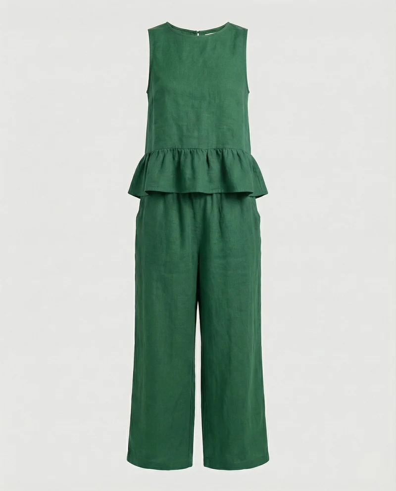 Damen Zweiteiler Set Volanttop & Palazzohose