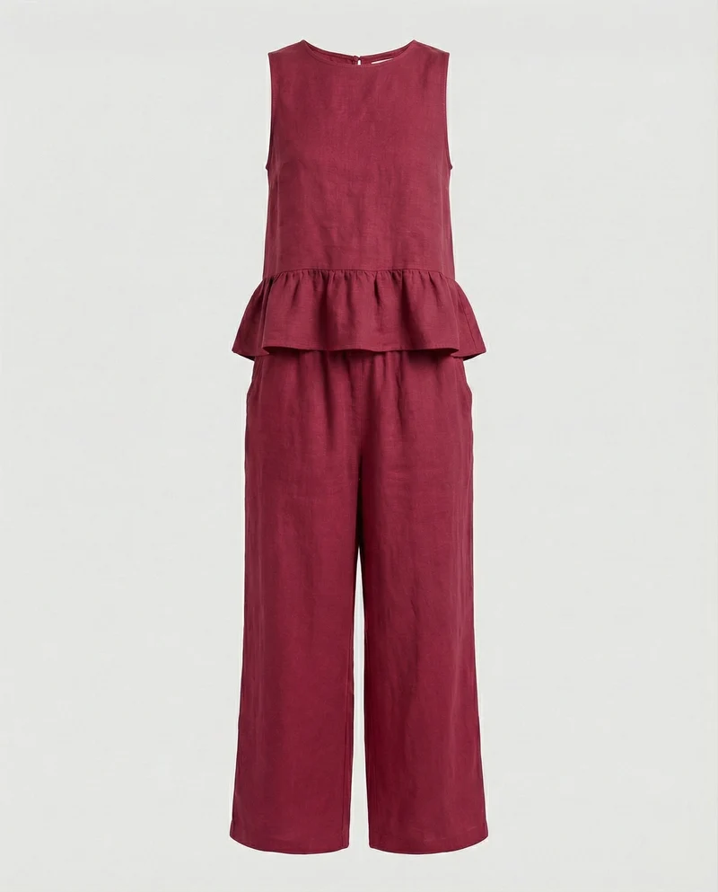 Damen Zweiteiler Set Volanttop & Palazzohose