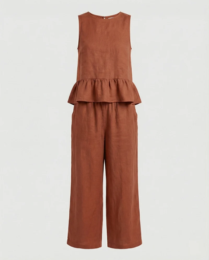 Damen Zweiteiler Set Volanttop & Palazzohose