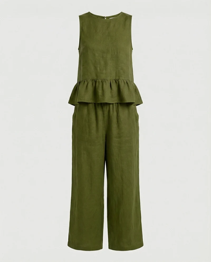 Damen Zweiteiler Set Volanttop & Palazzohose