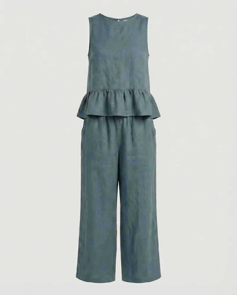 Damen Zweiteiler Set Volanttop & Palazzohose