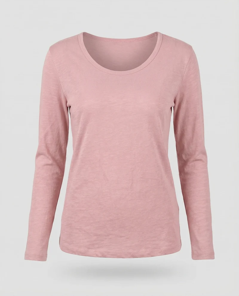 Damen Schmale U-Boot Baumwolljersey Slubshirt