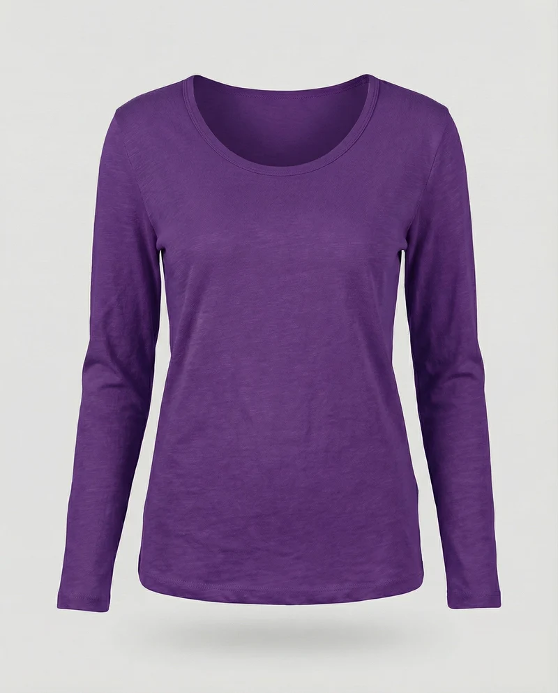Damen Schmale U-Boot Baumwolljersey Slubshirt