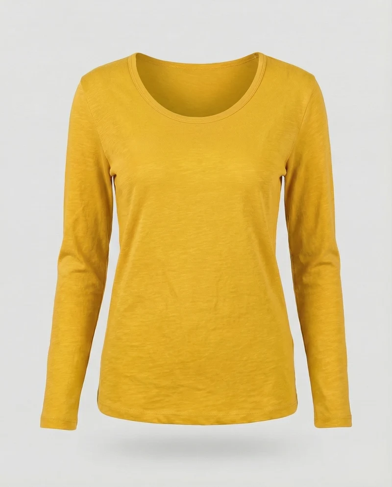 Damen Schmale U-Boot Baumwolljersey Slubshirt
