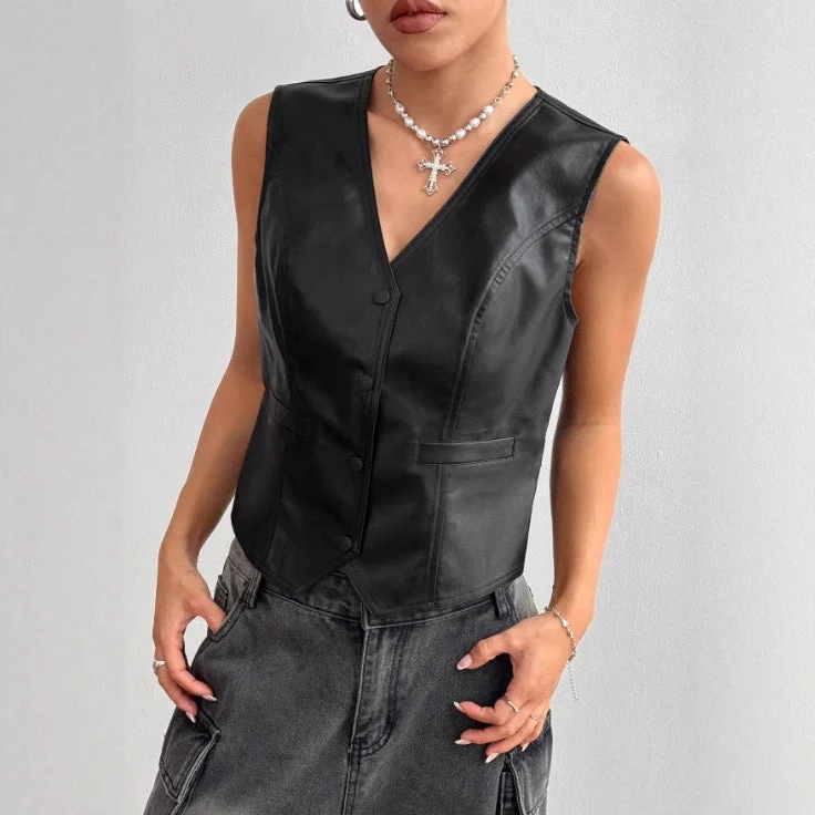 Damen Lederweste mit modernen Details und elegantem Schnitt Nord Taschen