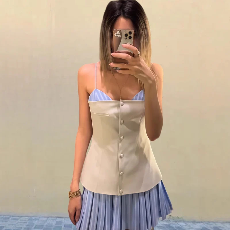 Damen Plissiertes Mini-Kleid mit ausgestelltem Rock