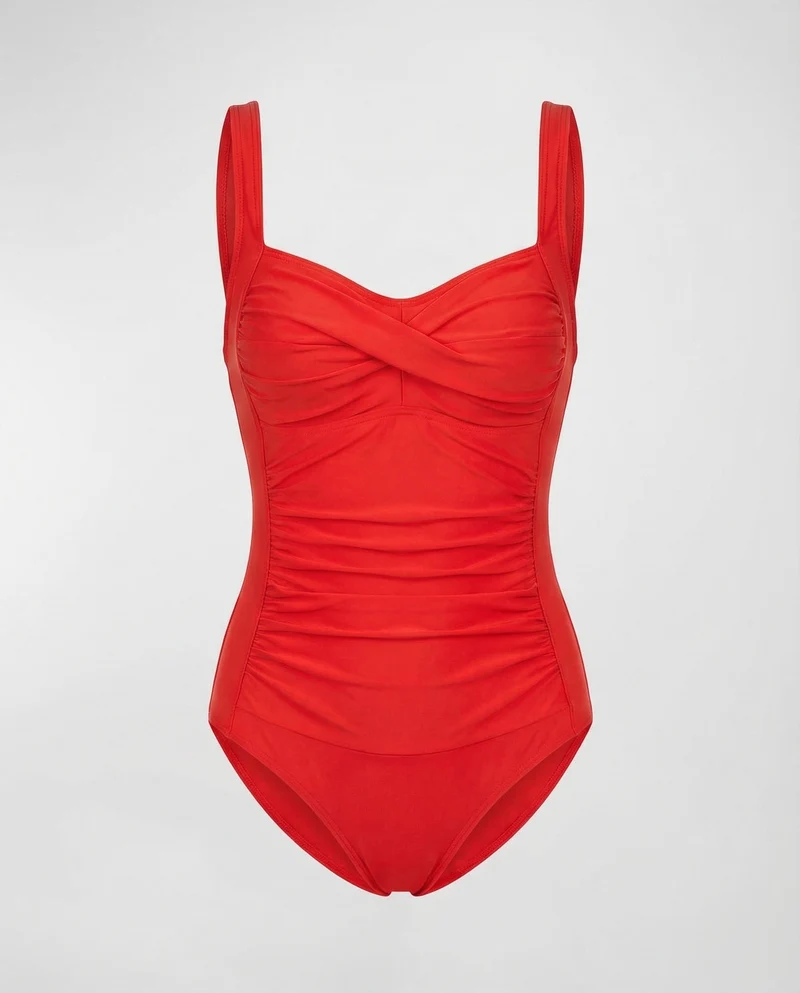 Damen Badeanzug Korsett-Effekt Twist-Dekolleté