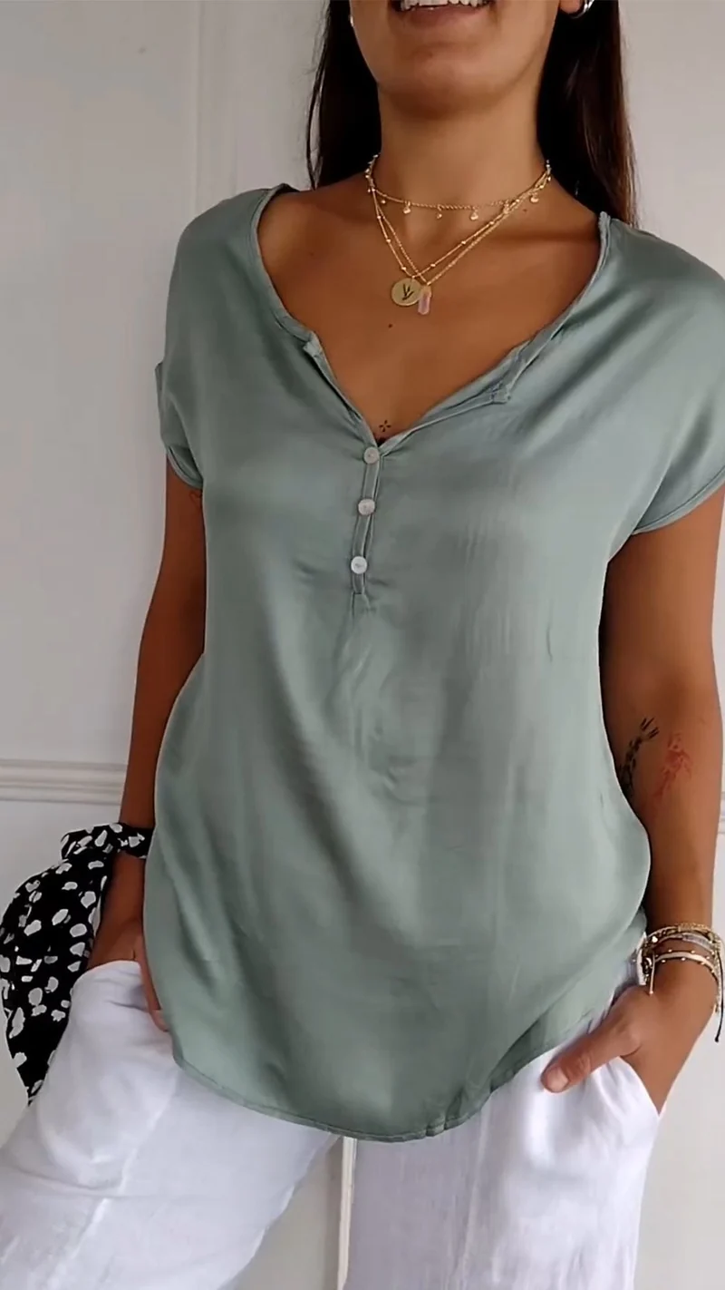 Bequeme Bluse mit V-Ausschnitt für Frauen
