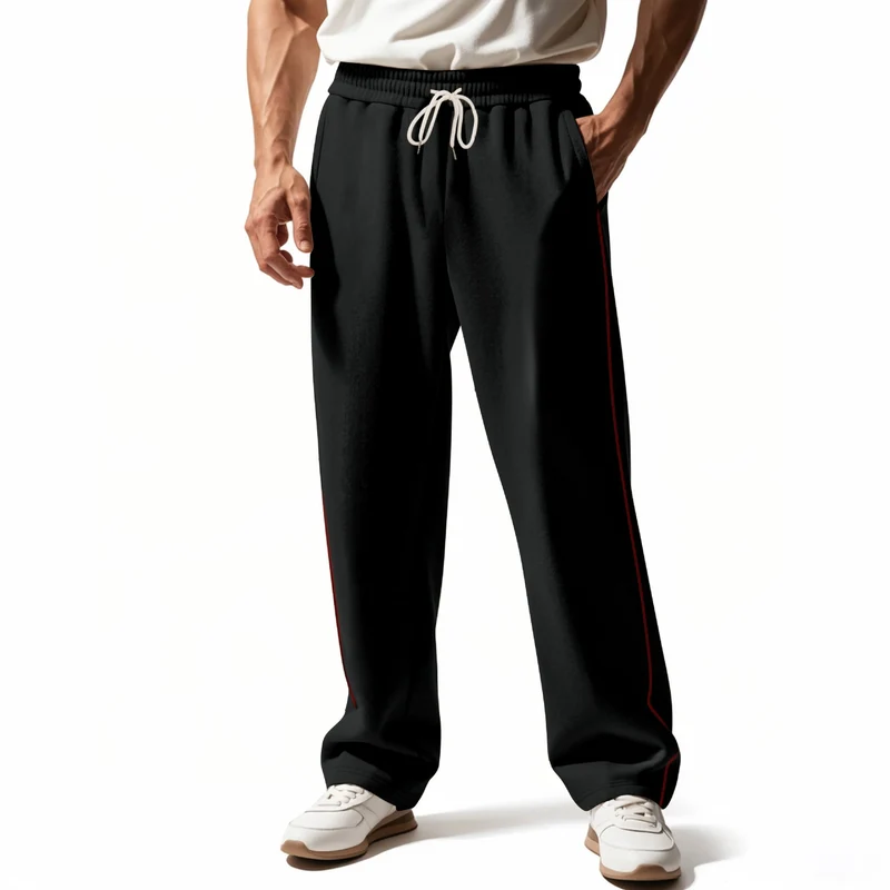 Herren bequeme Jogginghose mit Reißverschluss und seitlichen Taschen