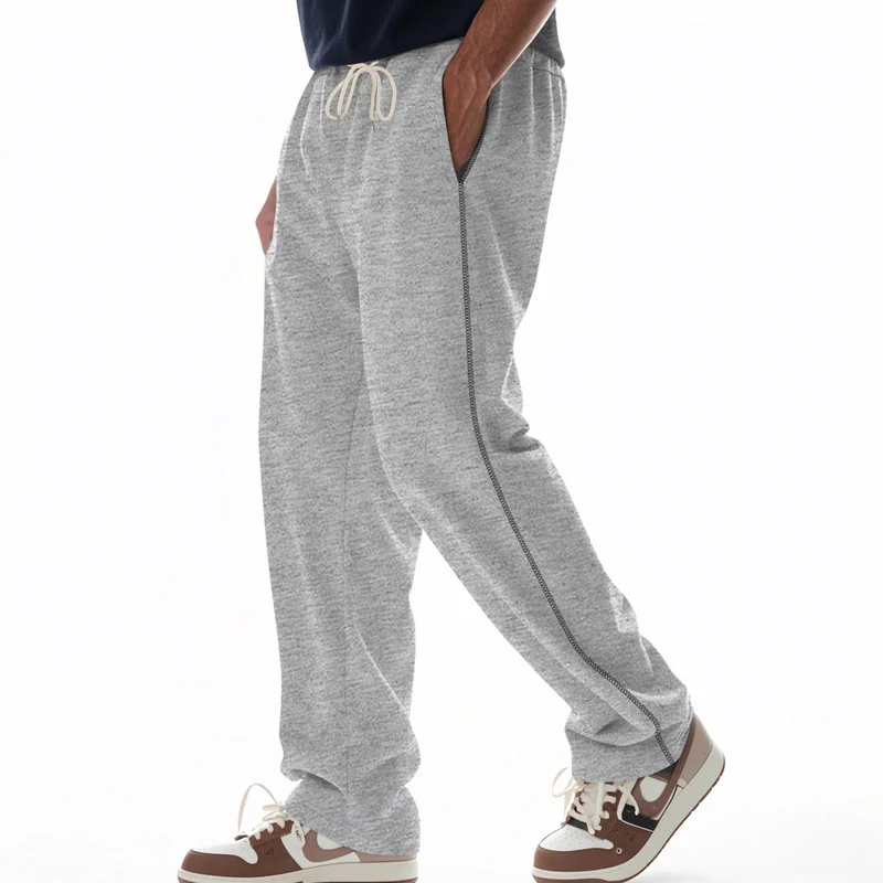 Herren bequeme Jogginghose mit Reißverschluss und seitlichen Taschen