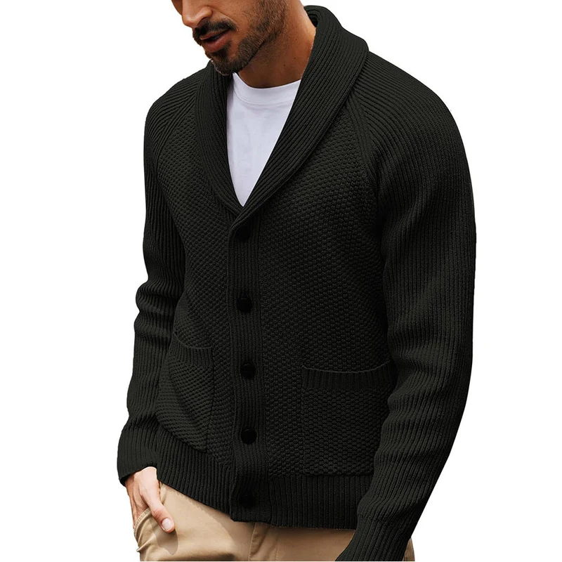 Herren Strickjacke mit Schalkragen und Taschen