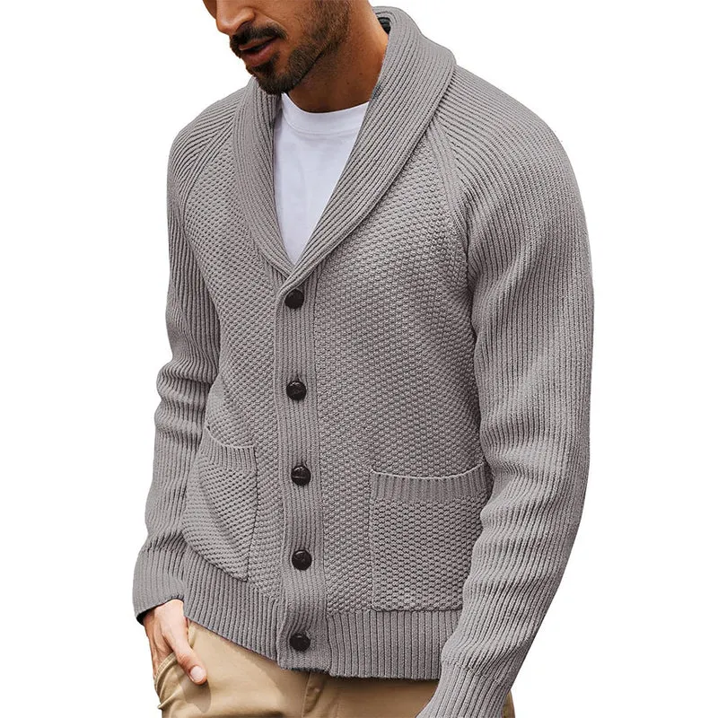 Herren Strickjacke mit Schalkragen und Taschen