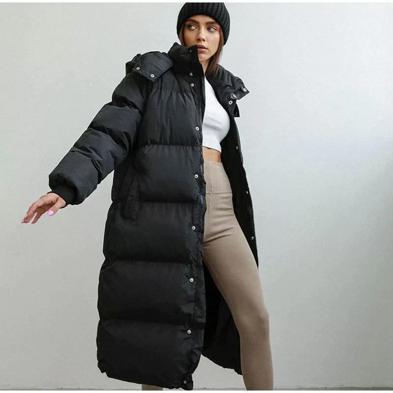 Nord Taschen | Winter Lange Steppjacke mit Futter für Damen Ideal für Kaltes Wetter